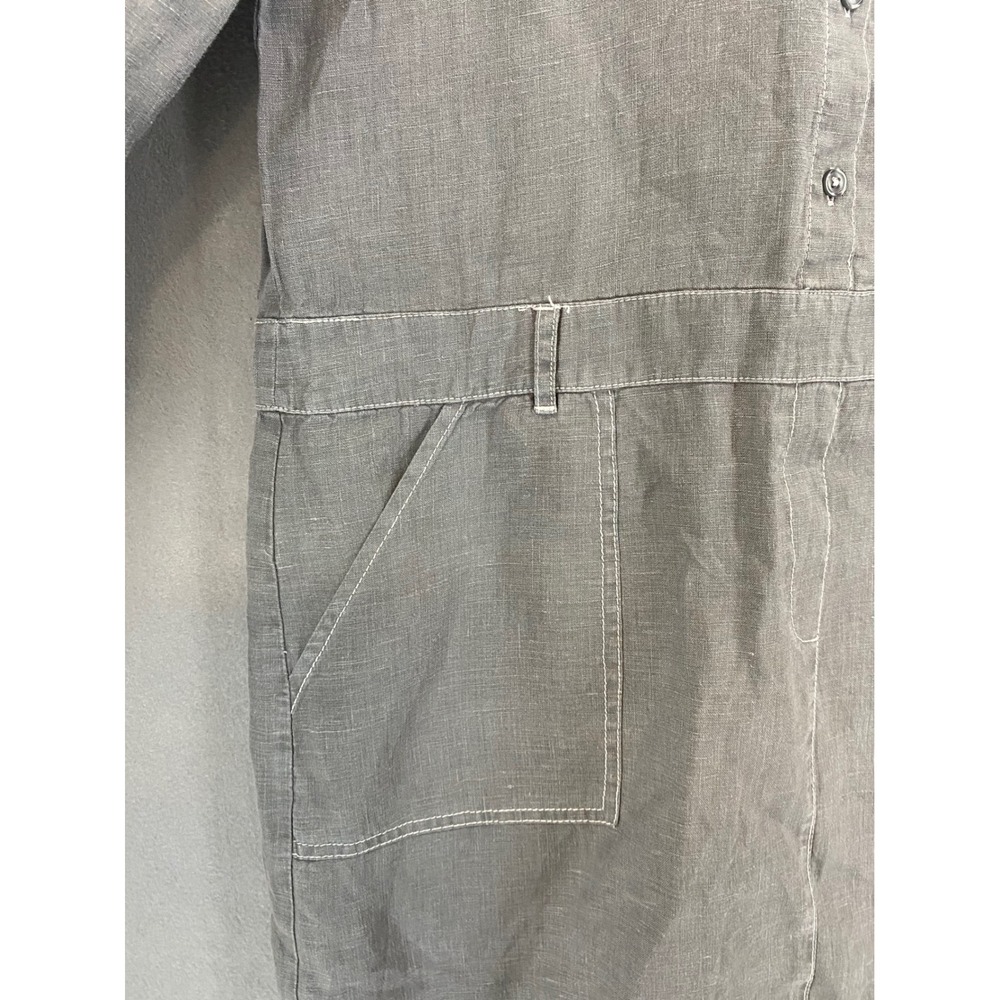 Michael Stars W's S 100% Linen Utility Shirt Dress Grey Stitch Lagenlook - Picture 6 of 9